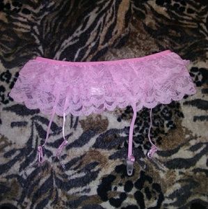 💕 pink Garter belt. with thigh high stockings. 💕